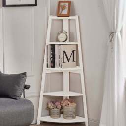 Living and Home 5 Shelf Wooden Ladder Corner Bookshelf - Brown - Wilko - thumbnail 1