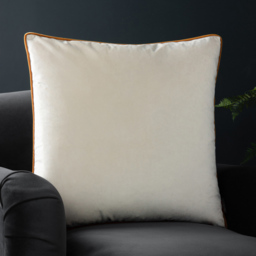 Paoletti Meridian Ecru Ginger Velvet Cushion - Size: 55 x 55 cm - Multi - Wilko - thumbnail 3