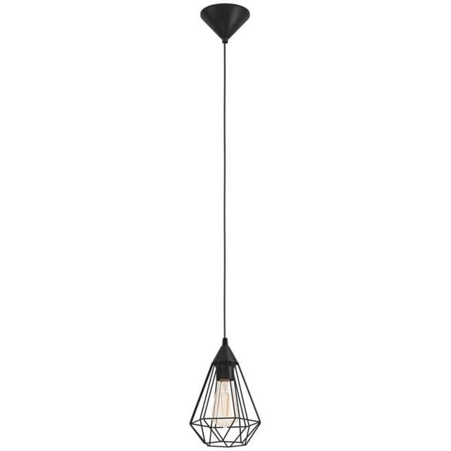 EGLO Tarbes Black Geo Pendant Light - Size: 17.5 x 17.5 x 110.0cm - Wilko