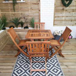 Samuel Alexander Wooden 4 Seater Folding Square Garden Dining Set - Brown - Wilko - thumbnail 7