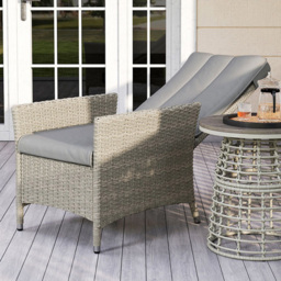 Outsunny Grey Rattan Adjustable Backrest Garden Recliner Chair - Size: 100 x 59 x 59cm - Wilko