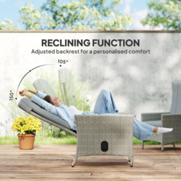 Outsunny Grey Rattan Adjustable Backrest Garden Recliner Chair - Size: 100 x 59 x 59cm - Wilko - thumbnail 5