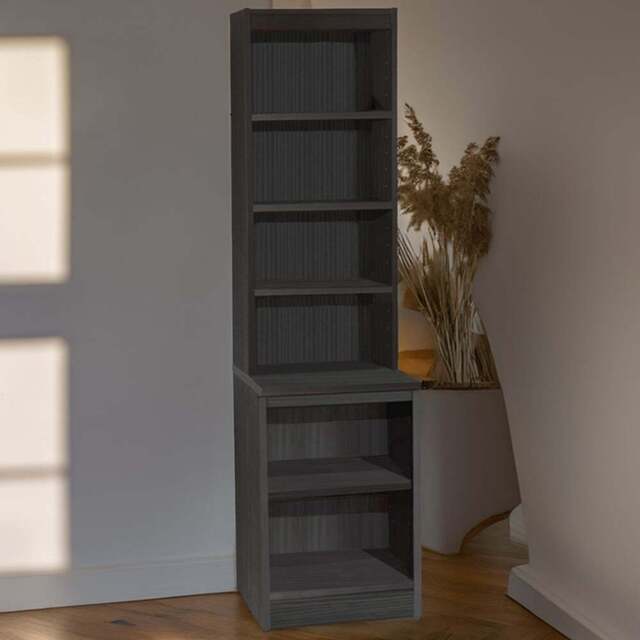 R White Cabinets 6 Shelf Black Desk Height Bookcase with Hutch - Size: 182.8 x 47.9 x 54cm - Wilko - image 1
