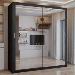 Sliding Wardrobes 4U 2 Sliding Door Black Full Length Mirrored Wardrobe 120cm - Size: 2 Door - Wilko - thumbnail 1