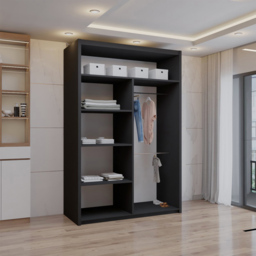 Sliding Wardrobes 4U 2 Sliding Door Black Full Length Mirrored Wardrobe 120cm - Size: 2 Door - Wilko - thumbnail 3