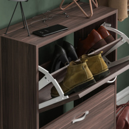 Vida Designs 2 Drawer Walnut Shoe Cabinet - Size: 24 x 60 x 80cm - Brown - Wilko - thumbnail 4