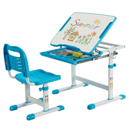 Costway Adjustable Blue Kids Study Table and Chair Set - Size: 66 x 50 x 77cm - Wilko - thumbnail 4