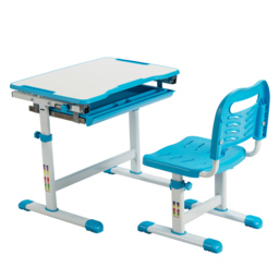 Costway Adjustable Blue Kids Study Table and Chair Set - Size: 66 x 50 x 77cm - Wilko - thumbnail 3