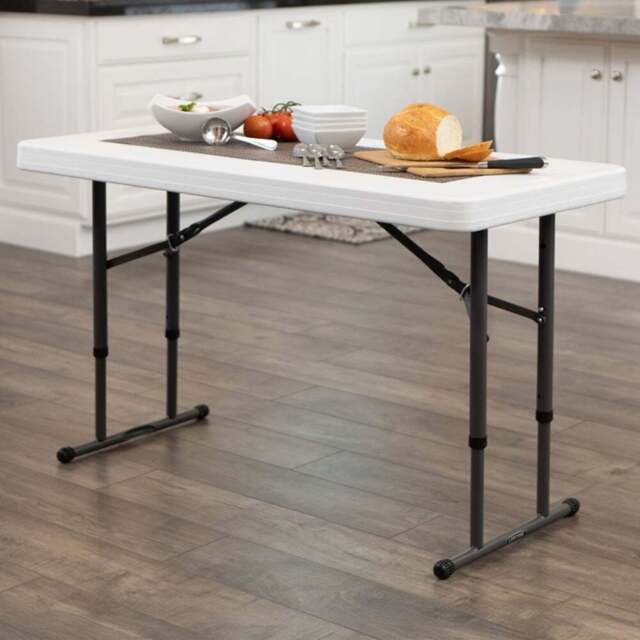 Lifetime Products Height Adjustable Commercial Table - Size: 91.4 x 121.9 x 61cm - White - Wilko - image 1