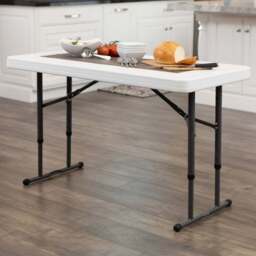 Lifetime Products Height Adjustable Commercial Table - Size: 91.4 x 121.9 x 61cm - White - Wilko