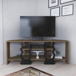 Decorotika Firal 2 Shelf Oud Oak And Black Corner TV Unit - Size: 41.8 x 110 x 35cm - Multi - Wilko - thumbnail 5
