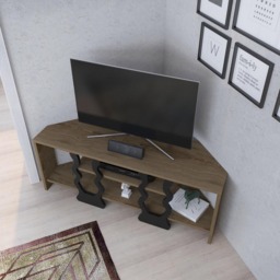 Decorotika Firal 2 Shelf Oud Oak And Black Corner TV Unit - Size: 41.8 x 110 x 35cm - Multi - Wilko - thumbnail 4