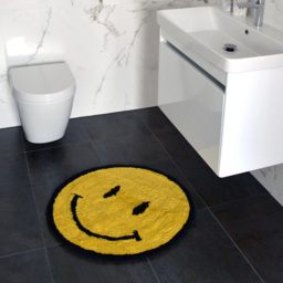 Mooky Mats Smiley Face Round Reversible Bath Mat 70cm - Size: 70 x 70cm - Yellow - Wilko - thumbnail 3