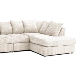 Luxor 4 Seater Cream Jumbo Cord Right Hand Facing Scatter Back L Shaped Corner Sofa Set - Wilko - thumbnail 4