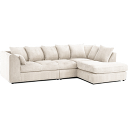Luxor 4 Seater Cream Jumbo Cord Right Hand Facing Scatter Back L Shaped Corner Sofa Set - Wilko - thumbnail 3