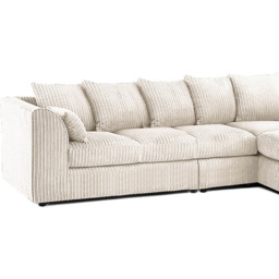 Luxor 4 Seater Cream Jumbo Cord Right Hand Facing Scatter Back L Shaped Corner Sofa Set - Wilko - thumbnail 5