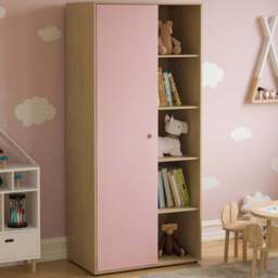 Junior Vida Neptune Single Door Pink and Oak Wardrobe - Wilko - thumbnail 1