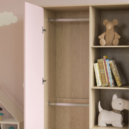 Junior Vida Neptune Single Door Pink and Oak Wardrobe - Wilko - thumbnail 5
