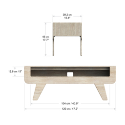 AVF Horton Whitewashed Oak Tapered Leg TV Unit - Size: 39.2 x 120 x 45 - Wood - Wilko - thumbnail 7