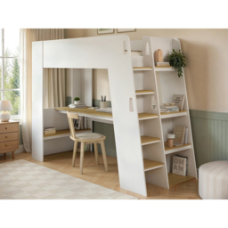 Flair Fern White and Oak High Sleeper Bed with Storage Staircase and Desk - Size: 178.3 x 95.6 x 235cm - Wilko - thumbnail 6