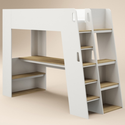 Flair Fern White and Oak High Sleeper Bed with Storage Staircase and Desk - Size: 178.3 x 95.6 x 235cm - Wilko - thumbnail 3