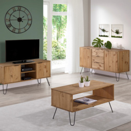 Augusta Single Door 3 Drawer Pine Small Sideboard - Size: 43 x 90 x 73cm - Brown - Wilko - thumbnail 7