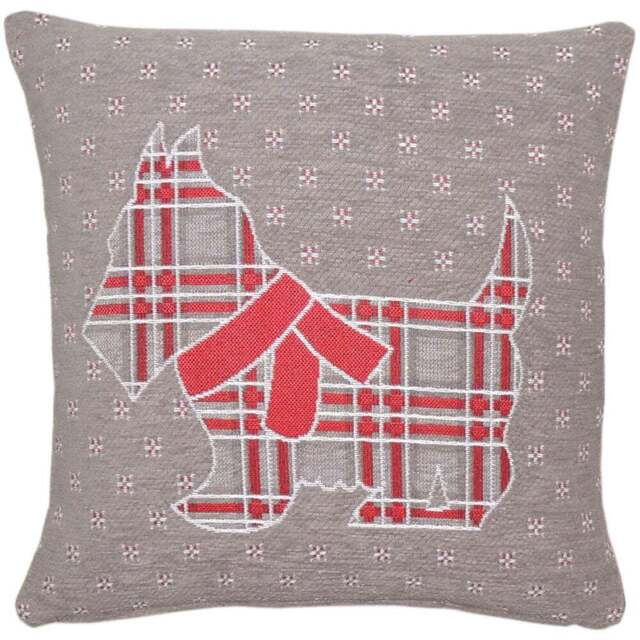 Velosso Chenille Scottie Dog Filled Cushion 43 x 43cm 2 Pack - Grey - Wilko - image 1