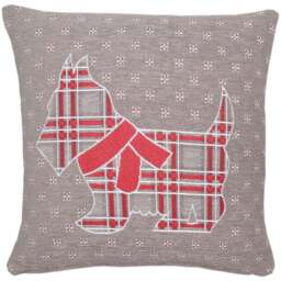 Velosso Chenille Scottie Dog Filled Cushion 43 x 43cm 2 Pack - Grey - Wilko - thumbnail 1