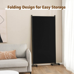 Costway 3 Panel Black Folding Room Divider with Wheels - Size: 116.8 x 15.2 x 10.16cm - Wilko - thumbnail 4