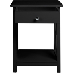 Living and Home Single Drawer Black Wooden Bedside Table - Wilko - thumbnail 3