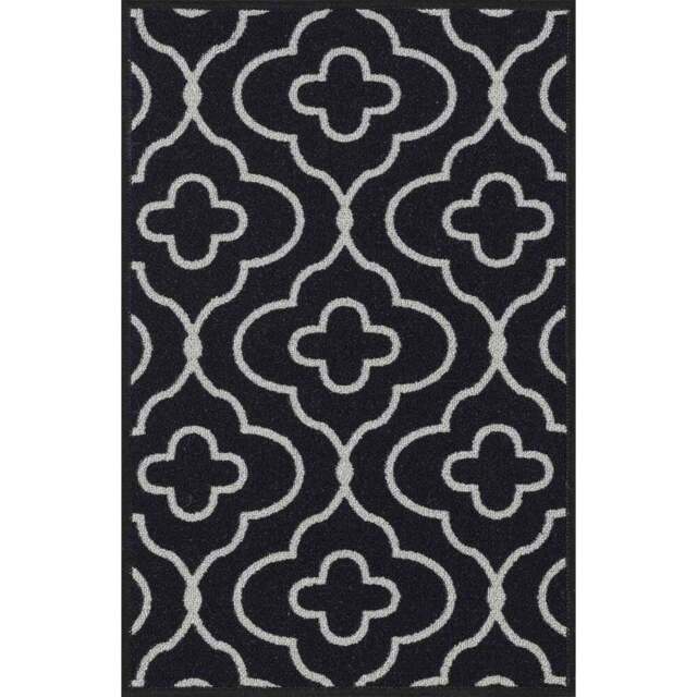 Desire Rugs Havana Black Quatrefoil Anti Slip Door Mat 300 x 80cm - Size: 80 x 300cm - Wilko - image 1