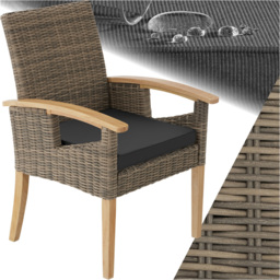 tectake Rosarno Nature Polyrattan Garden Chair - Size: 94 x 62.5 x 71.5cm - Brown - Wilko - thumbnail 3