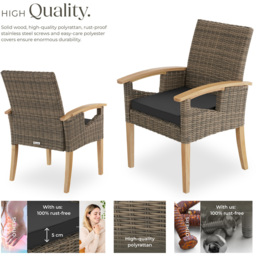 tectake Rosarno Nature Polyrattan Garden Chair - Size: 94 x 62.5 x 71.5cm - Brown - Wilko - thumbnail 5
