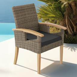 tectake Rosarno Nature Polyrattan Garden Chair - Size: 94 x 62.5 x 71.5cm - Brown - Wilko