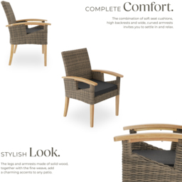 tectake Rosarno Nature Polyrattan Garden Chair - Size: 94 x 62.5 x 71.5cm - Brown - Wilko - thumbnail 4