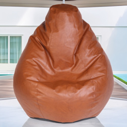 Kaikoo Tan Faux Leather Tear Drop Bean Bag - Brown - Wilko - thumbnail 1