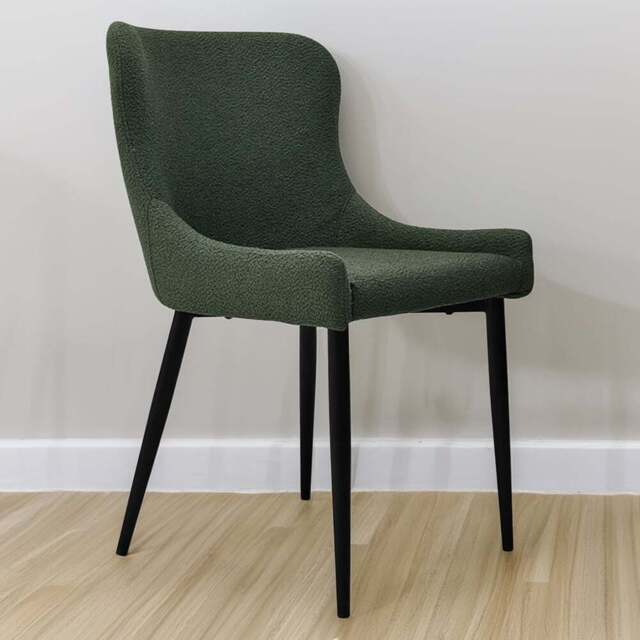 Bentley Designs Rubens Set of 2 Green Boucle Dining Chair - Wilko - image 1