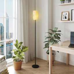 HOMCOM White 3D Printed Flowing Curve Shade Black Floor Lamp with 3 Colour Temperature - Size: 21 x 33 x 44cm - Wilko - thumbnail 3