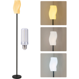 HOMCOM White 3D Printed Flowing Curve Shade Black Floor Lamp with 3 Colour Temperature - Size: 21 x 33 x 44cm - Wilko - thumbnail 4