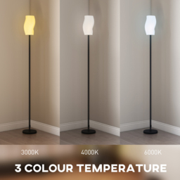 HOMCOM White 3D Printed Flowing Curve Shade Black Floor Lamp with 3 Colour Temperature - Size: 21 x 33 x 44cm - Wilko - thumbnail 6