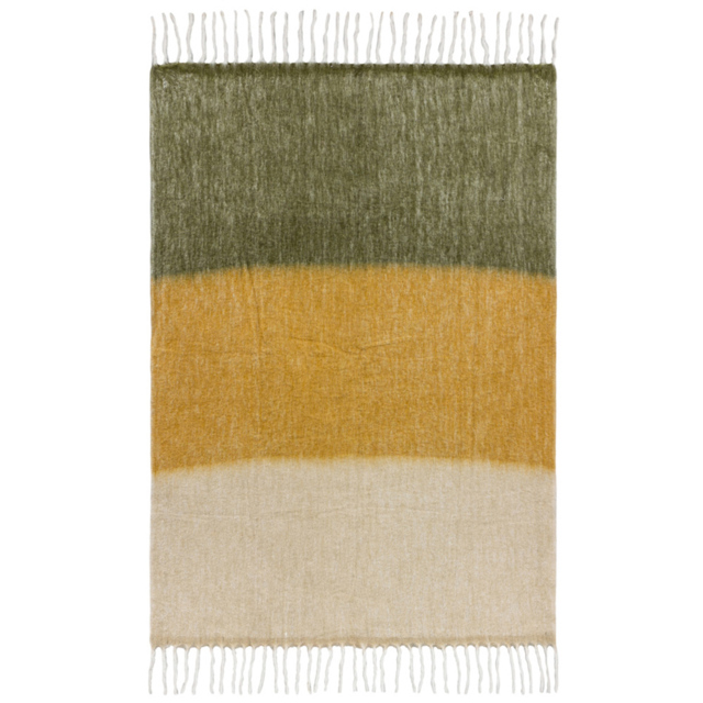 Yard Rawton Natural and Moss Green Ombre Herringbone Throw 130 x 180cm - Size: 180 x 130cm - Multi - Yard Living - Wilko - image 1
