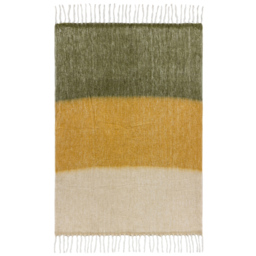 Yard Rawton Natural and Moss Green Ombre Herringbone Throw 130 x 180cm - Size: 180 x 130cm - Multi - Yard Living - Wilko