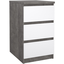 Florence 3 Drawer Concrete and White High Gloss Bedside Table - Furniture to Go - Wilko - thumbnail 3