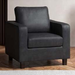 Monroe Black PU Leather Armchair - Size: Single - Wilko