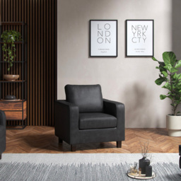 Monroe Black PU Leather Armchair - Size: Single - Wilko - thumbnail 4