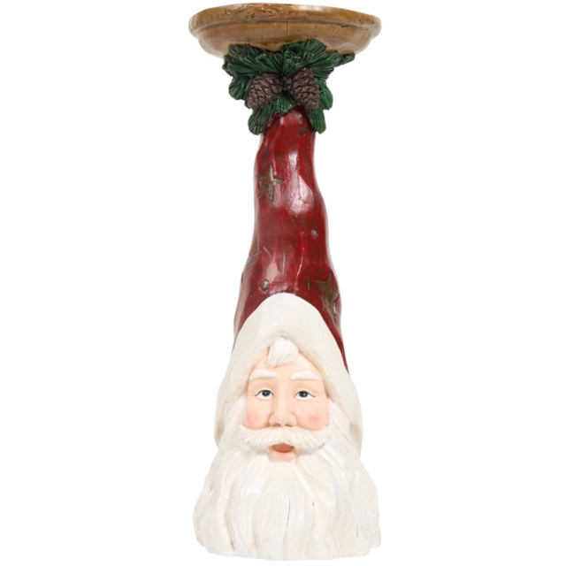 Wood Effect Santa Candle Holder - White and Red - Santa's Chalet - Wilko - image 1