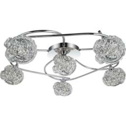 Cosylyte Mirri 6 Light Glass Beaded Shade Chrome Ceiling Light - Size: 58 x 56.5 x 15cm - Silver - Wilko - thumbnail 1