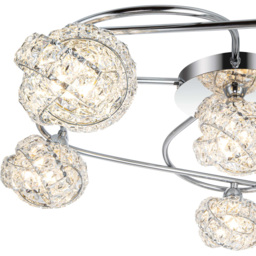 Cosylyte Mirri 6 Light Glass Beaded Shade Chrome Ceiling Light - Size: 58 x 56.5 x 15cm - Silver - Wilko - thumbnail 5