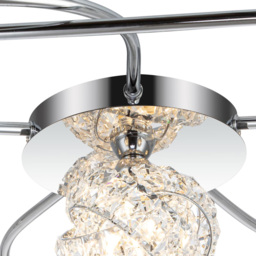 Cosylyte Mirri 6 Light Glass Beaded Shade Chrome Ceiling Light - Size: 58 x 56.5 x 15cm - Silver - Wilko - thumbnail 6