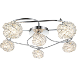 Cosylyte Mirri 6 Light Glass Beaded Shade Chrome Ceiling Light - Size: 58 x 56.5 x 15cm - Silver - Wilko - thumbnail 4